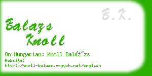 balazs knoll business card